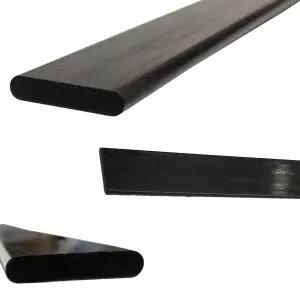 KARBXON 평면 탄소 섬유 로드 - 1mm x 풀트루전 솔리드 블랙 무광 마감 순수 스트립 RC 비행기 드론 보트
