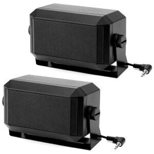 QWORK 5W 외부 통신 스피커 - 3.5MM 플러그 6.23피트 케이블 포함 2개 세트(8옴 햄 라디오 CB 스캐너용 HF 트랜시버 블랙