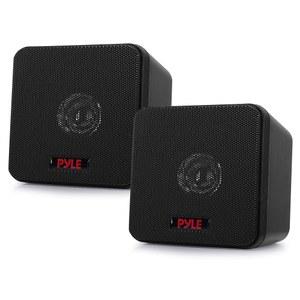 PYLE HOME 4 U201D 미니 큐브 북쉘프 스피커 - 페이퍼 콘 드라이버 200와트 출력 8옴 임피던스 비디오 차폐 홈시어터 및 오디오 스테레오 서라운드 사운드 시스템 1쌍 PCB4BK (블랙)