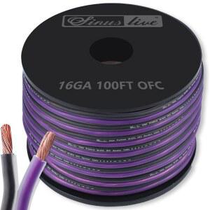라이브 18-16AWG OFC(무산소동) 스피커 와이어 홈시어터 및 카 스피커에 적합 보라색 검은색 (100FT OFC)