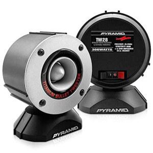 PYRAMID 300 WATT MARINE TWEETER SPEAKER - 3.75 U201D ALUMINUM BULLET HORN W / 1 TITANIUM DOME TWEETER 2K-25KHZ FREQUENCY RESPONSE 4 OHM IMPEDANCE HEAVY DUTY 20 OZ. MAGNET STRUCTURE -TW28 (PAIR)
