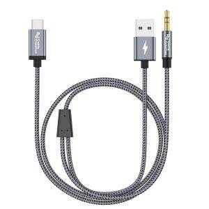 USB 충전 기능이 있는 CAR AUX 케이블이 포함된 CABLECREATION C TO 3.5MM 오디오 케이블 | 아이폰호환 16 15 PRO MAX PLUS GALAXY S24 /S23+ PIXEL 9 /8 /7+용 18W 지원 TYPE 잭 헤드폰 카 스테레오