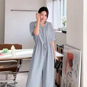[샵앤][샵앤] 보이 여성 5부 집업Y반오픈 이지웨어 등원룩 원마일 데일리 반팔 점프슈트 ARA-WPT-3239-소