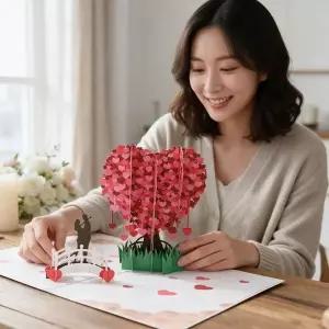 팝업 카드 하트 3D 엽서 생일 기념일 축하 메시지 편지 용품 선물