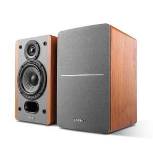 EDIFIER P12 패시브 북쉘프 스피커 - 내장 벽걸이 브래킷이 포함된 2웨이 우드 컬러 2개 세트 작동을 위해 앰프 또는 리시버 필요