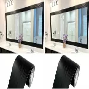 Teemall 10M 검은색 나뭇결 무늬 탈부착 가능 PVC 방수 보더 월 장식 타일 자체 접착식 주방 욕실 스티커