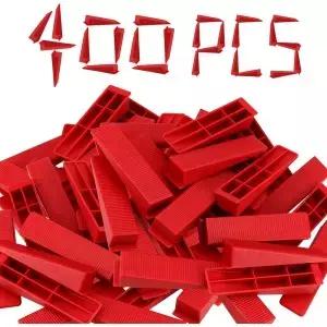JAPCHET 400 PCS 타일 레벨링 시스템 웨지 설치용 1/8 1/16 1/32인치 스페이서 재사용 가능 빨간색