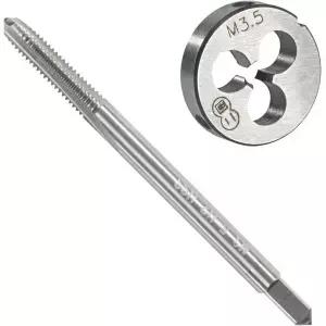 아세틸 M3.5 x 0.6 메트릭 탭 및 다이 세트 0.6mm HSS 기계용 나사 합금 공구강 원형 오른손용