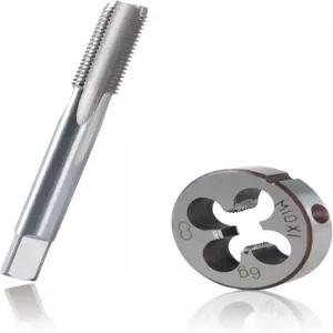 MCSDFN M10 x 1.0 메트릭 탭 및 다이 세트 1.0mm 고속도강 머신 오른나사 원형 나사