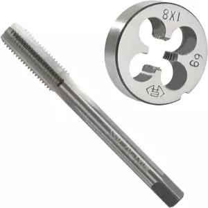아세틸 M8X1.0 머신 탭 및 다이 세트 오른손용 M8 x 1.0 HSS 스레드 합금 공구강 원형 나사산 제작 수리에