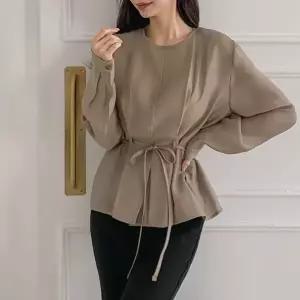 WSH16977 여자 하객룩 리본벨티드 핀턱 빅사이즈 봄 블라우스