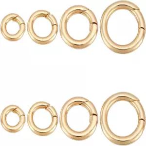 UNICRAFTALE 8개입 4가지 사이즈 18K 골드 도금 스프링 게이트 링 금속 스냅 클라스프 10-18mm 직경 원형