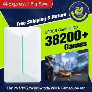 Rbat Playnite 레트로 게임 콘솔 38200 R/AAA/PC 포함된 PC/노트북용 PS2/Switch/Wii/WiiU용 500GB HDD