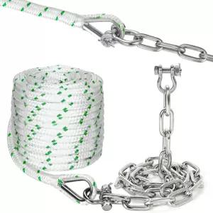 CORDUN 1/2 x 50 ft 더블 브레이드 나일론 앵커 로프 316 스테인리스 스틸 체인 1/4 4 스플라이스드 팀블