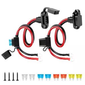 Linkstyle 2개입 1FT 10AWG SAE 파워 소켓 사이드월 포트 O-링 커넥터 10A 15A 20A 25A 퓨즈가 포함된 방수