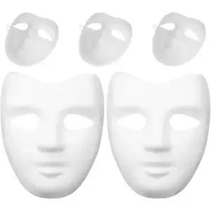 마디 그라 가면무도회 코스프레용 NUOBESTY 5개입 DIY 전면 마스크 무지 페인팅 가능 화이트