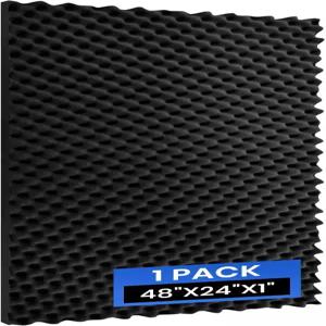 Focusound 1 팩 음향 폼 패널 48 X24 X1 크레이트 방음 스튜디오 사무실 게임룸용 고밀도 소음 차단 벽