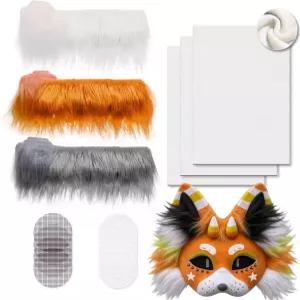 퍼와 메쉬 펠트 시트가 포함된 DIY 고양이 마스크 키트 페인팅 가능한 올인원 크리스마스 코스프레용 빈