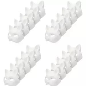 무사너 20개 세트 고양이 마스크 DIY 화이트 테리안 페인팅용 빈 동물 분장 휴일 파티 코스프레용