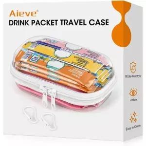 여행용 AIEVE 음료 패킷 정리함 휴대용 믹스 여행 캠핑 등산 출장용 투명 하드 셸 티백 홀더
