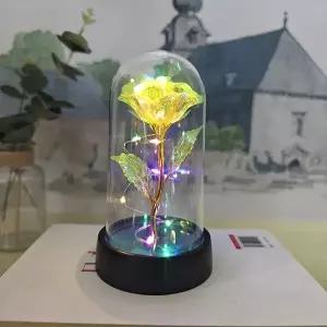[콩심팥심]장미꽃병장식 유리 병 LED 라이트 램프