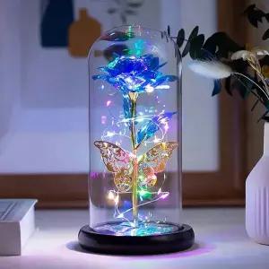 [콩심팥심]장미꽃병장식 유리 병 LED 라이트 램프 화이트