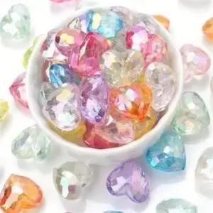 하트 비즈 아크릴 하트 비즈 알록달록 입체 목걸이 만들기 재료 다용도 구슬 크리스탈