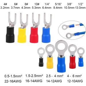 60Pcs 링 터미널 압착 커넥터 와이어 케이블 전기 구색 자동차 액세서리 Rv 터미네이터 연락처
