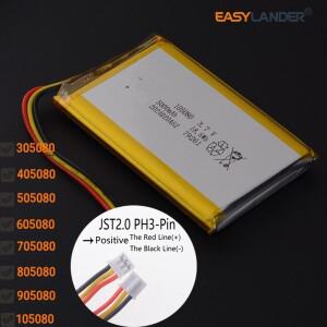 JST 3핀 2.0mm 3.7V 4000mAh 805080 리튬 폴리머 이온 충전식 배터리