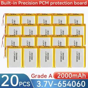 654060 2000mAh 배터리 3.7V 리튬 폴리머 충전식 배터리(704060 804060 104060-2P 플매트 카펫 러그용)