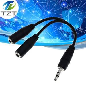 TZT 블랙 3.5mm 1 in 2 커플 오디오 라인 이어버드 헤드셋 헤드폰 이어폰 분배기 (패드 휴대폰 핸드폰 안드