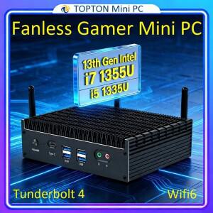 인텔 13세대 팬리스 미니 소형 PC i7 1355U i5 2x2.5G LAN PCIE4.0 DDR4 썬더볼트 4 eGPU 데스크탑 게이머