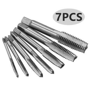 7in 1 탭 M3-M12 베어링 스틸 테이퍼 핸드 스파이럴 포인트 스트레이트 플루트 나사산 툴 미터 플매트 카펫