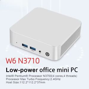 W6 미니 소형 PC 인텔 프로세서 N3710 8GB M.2 SATA SSD 1000M LAN USB3x2 데스크탑 사무용