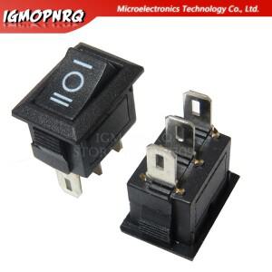 10Pcs 푸시 버튼 스위치 10x15mm SPST 2Pin 3pin 3A 250V KCD11 스냅인 On/Off 보트 로커 10MM x 검정 빨강