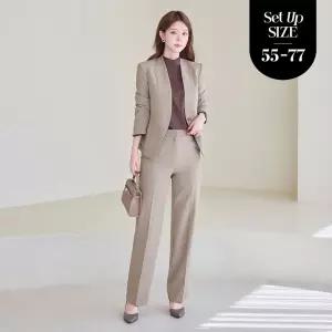 [교차선택가능][SET]노카라 원버튼 절개 자켓 일자핏 슬랙스 투피스 셋업_M260