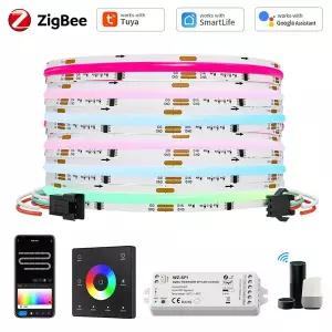 밀리터리 야전 상의 하의 세트 군북 10m 20m 투야 지그비 COB RGBIC LED 스트립 24V 드림 컬러 파티 룸 라