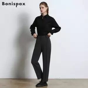 [보니스팍스(Bonispax)] 사이드 라인 헤링본 뒷밴딩 슬랙스 (택가격 139000원)