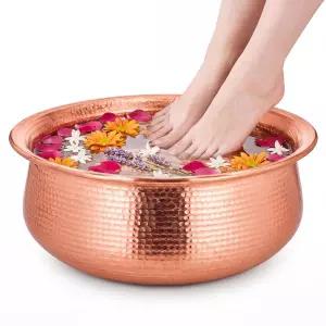 Ferrochef 1개 수제 17L 구리 페디큐어 볼 지름 38cm 대용량 발욕조 결혼식 세안 홈 스파 목욕 및 휴식용