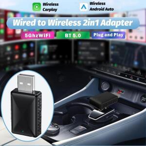 무선 CarPlay 어댑터 지원 Android Auto 2in1 USB  유선을 무선 변환