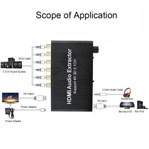 4K 3D 5.1 채널 오디오 추출기 디코더 RCA HDMI 비디오 컨버터 (PS4 Xbox DVD 노트북 PCTV 모니터 사운드