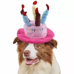 반려동물 생일 파티 모자 강아지 고양이 푹신한 캡 블루