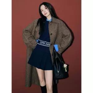 갤러리아 울 체크 백 래글런 칼라 코트(GPBA0CTJ31)*