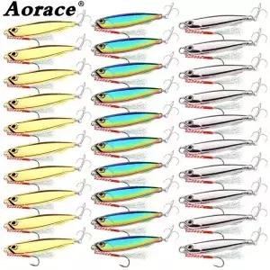Aorace 30pcs 도금 금속 캐스트 지그 스푼 10/20/30g 해안 캐스팅 물고기 농어 낚시 미끼 인공 태클