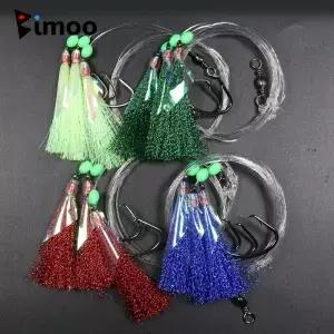 Bimoo 10/50/100packs 해수 낚시 Sabiki Rigs 2/3 후크 Big Flasher Rig Fish Skin Snapper Snatcher 바다