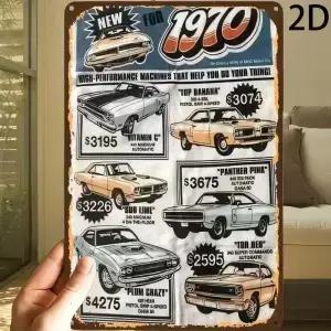 빈티지 자동차 콜라주 틴 사인 1970 스트리트 머슬 레이싱 포스터 금속 벽 장식 (차고 남자들의 동굴 바