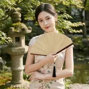 절묘한 빈티지 대나무 접이식 부채 휴대용 클래식 미니 장식용 수동 치파오 액세서리