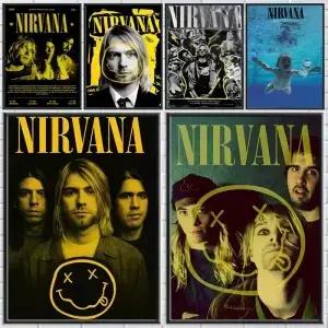 밴드 N-Nirvana 포스터 홈 리빙 침실 바 복도 스티커 벽 인쇄 방수 미적 장식