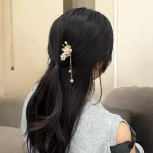 u자비녀 웨딩헤어코사지 정수리볼륨핀 혼주머리뒤꽂이 전통비녀 한복 핑크꽃
