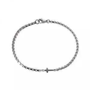 JBANS CLASSIC 써지컬스틸 십자가 큐브체인 커플팔찌 (C1701-AC335SV)